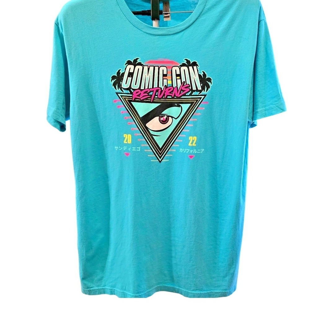 San Diego Comic Con 2022 Shirt Mens Large Teal Next Level Apparel Returns SDCC